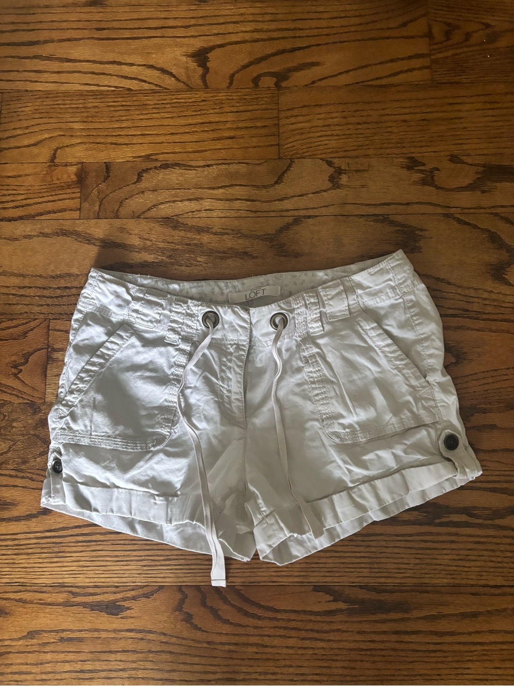 LOFT White Drawstring Cargo-Style Women's Shorts